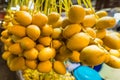 A close-up view of a ripe bunch of yellow dates Royalty Free Stock Photo