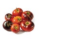 Close up view of ripe red tomatoes isolated on white background. Royalty Free Stock Photo