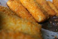 Close up view Rissole Mayonnaise (Risol Mayo). Sausage rissole is a small patty rolled Royalty Free Stock Photo
