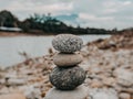 A close-up view of rock stacking Royalty Free Stock Photo