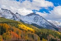 Close Up View Of Rocky Mountains With Snow And Fall Colors Royalty Free Stock Photo