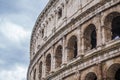 Close up view of Rome Colosseum in Rome , Italy . The Colosseum was built in the time of Ancient Rome in the city center. It is Royalty Free Stock Photo