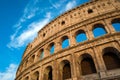 Close up view of Rome Colosseum, a popular tourist destination in Europe. Royalty Free Stock Photo