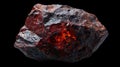 Deep Red Garnet Mineral Macro Studio Shot With Black Background And Glittering Sparkles Royalty Free Stock Photo