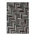 Abstract Geometric Patterned Rug with Herringbone and Chevron Design in Grayscale and Red Accents Royalty Free Stock Photo