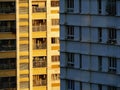 Close-up View of Old rundown towerblocks in Vietnam in bright sunshine