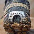 Trail Runners Shoe Covered in Mud Royalty Free Stock Photo
