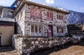 Close up view of rural stone house in Nepal mountain area. Royalty Free Stock Photo