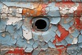 a close up view of a rusty peeling paint job