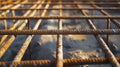 Close up Shows Rusty Rebar Grid Prepared for Concrete Pour Royalty Free Stock Photo