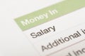 A close-up view of SALARY word displayed on the paper