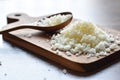 Close-up view, Salt for cooking on wooden board.