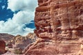 Close-up view of the sandstone rocks during the day in the Siq Gorge, Petra, Jordan Royalty Free Stock Photo