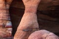 Close-up view of the sandstone rocks during the day in the Siq Gorge, Petra, Jordan Royalty Free Stock Photo