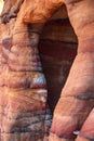 Close-up view of the sandstone rocks during the day in the Siq Gorge, Petra, Jordan Royalty Free Stock Photo