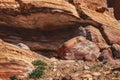 Close-up view of the sandstone rocks during the day in the Siq Gorge, Petra, Jordan Royalty Free Stock Photo