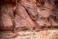 Close-up view of the sandstone rocks during the day in the Siq Gorge, Petra, Jordan Royalty Free Stock Photo