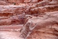 Close-up view of the sandstone rocks during the day in the Siq Gorge, Petra, Jordan Royalty Free Stock Photo