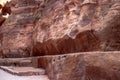 Close-up view of the sandstone rocks during the day in the Siq Gorge, Petra, Jordan Royalty Free Stock Photo