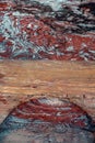 Close-up view of a sandstone wall inside a temple in Petra, Jordan