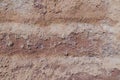 Close up view of sandy clay surface as brown natural texture wallpaper background. Royalty Free Stock Photo