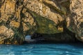 A close-up view of the scenic sea cave of the green Grotto on the southern side of the island of Capri, Italy Royalty Free Stock Photo