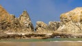 Close up view of Sea stacks along Oregon state coast , where colonies of shore birds nest Royalty Free Stock Photo