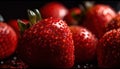 Close -Up View Seamless Fresh Red StrawberryBackground with Water Drops AI Generative Royalty Free Stock Photo