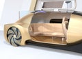 Close-up view of self driving electric car with right door opened