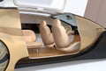 Close-up view of self driving electric car. Right door opened