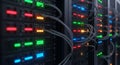 High-Tech Server Racks in a Modern Data Center with Blinking Lights Royalty Free Stock Photo