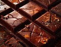 a close up view of several broken chocolate bars arranged together Royalty Free Stock Photo