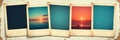 Close up view of several isolated vintage polaroid frames , film, object, memory
