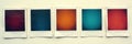 Close up view of several isolated vintage polaroid frames , white, red