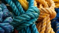 A close up view of several ropes tied together, Ai Generated Royalty Free Stock Photo