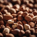 Close-Up View of Shelled Almonds in Abundant Pile at Indoor Market