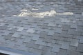 A close up view of shingles a roof damage. Roof Shingles - Roofing. Royalty Free Stock Photo