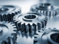 Close-up view of shiny metallic gears showcasing precision engineering and intricate mechanical components for industrial Royalty Free Stock Photo