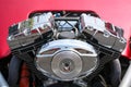 Close up view of shiny motor bike engine Royalty Free Stock Photo