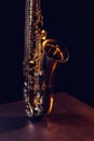 close-up view of shiny professional saxophone