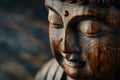 Close Up of a Wooden Statue of a Buddha Royalty Free Stock Photo