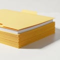 Stack of Yellow File Folders with Paper Documents on White Surface image photo Royalty Free Stock Photo