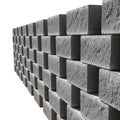Stacked Grey Interlocking Concrete Wall Blocks on White Background image photo Royalty Free Stock Photo