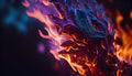 Close up view in side on burning open fire with red flame, hot charcoal briquettes and embers Royalty Free Stock Photo