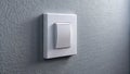A close-up view of a simple white light switch mounted on a textured gray wall. Generative AI Royalty Free Stock Photo