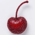 Close up of a Textured Red Cherry with Gold Accents on White Background Royalty Free Stock Photo