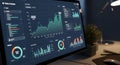 Modern Data Analytics Dashboard on Computer Screen Royalty Free Stock Photo