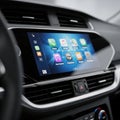 Modern car dashboard displaying infotainment system Royalty Free Stock Photo