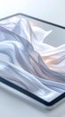 Modern Tablet Displaying Abstract Flowing Wallpaper Royalty Free Stock Photo