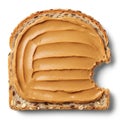 A close-up view of a slice of bread with a thick layer of peanut butter spread on top Royalty Free Stock Photo